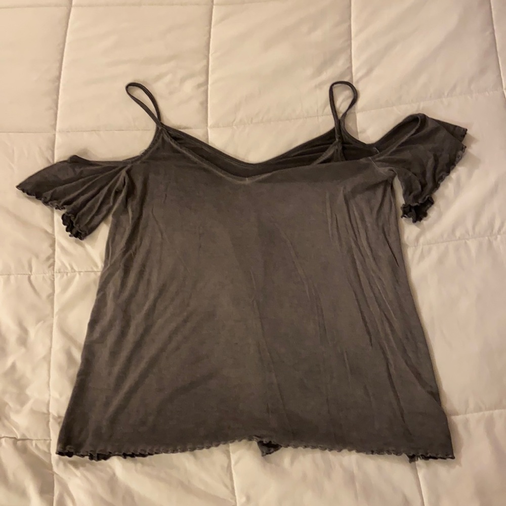 Grey Cold Shoulder Top